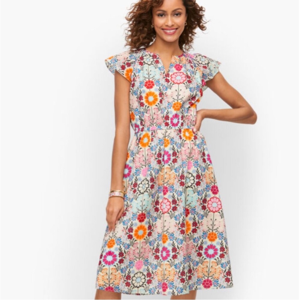 Talbots Multicolor Floral Midi Fit and Flare Dress Size 20W
